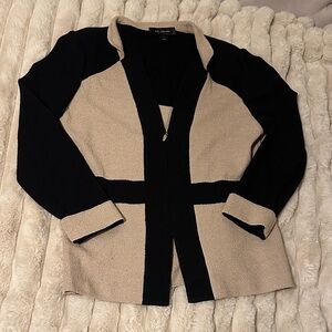 ST JOHN Color block Made in USA Size 10 Black/Tan Zip Front